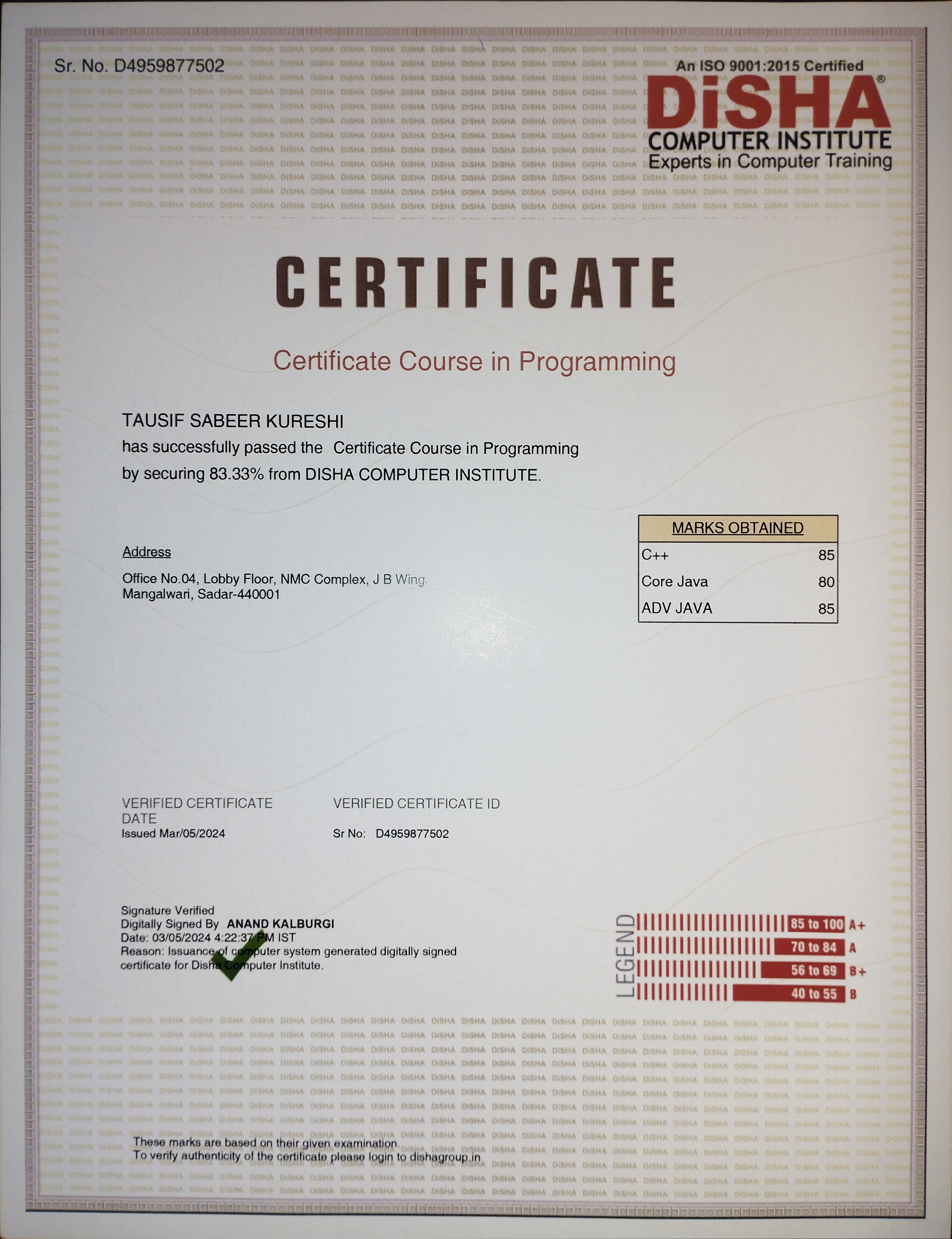 Certificate 8